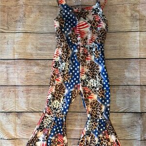 Vibrant Red and Blue Patchwork Romper
